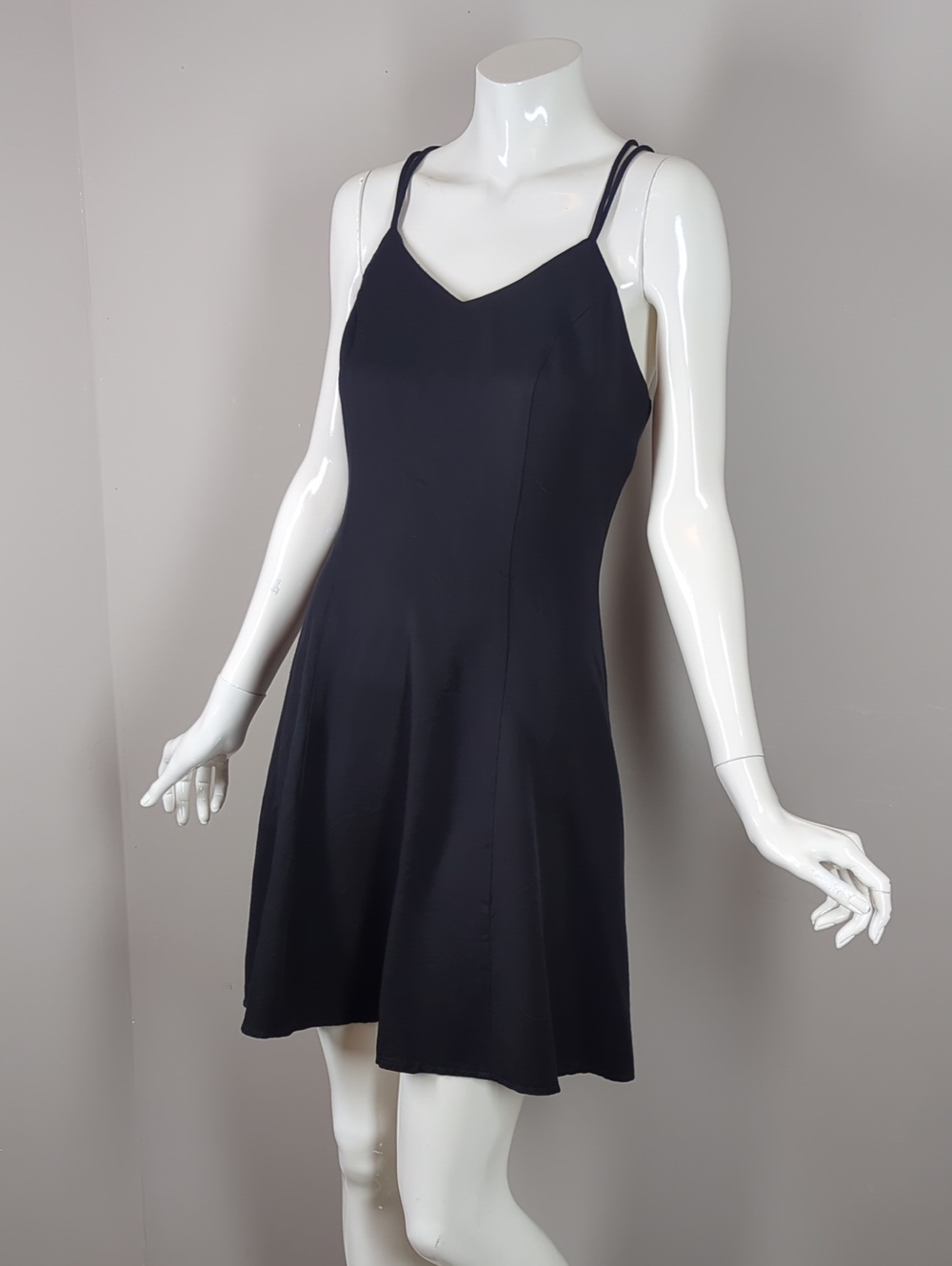 Vintage Black Strappy Slip Dress Mini 90s Cocktail Party  Fit And Flare Aline